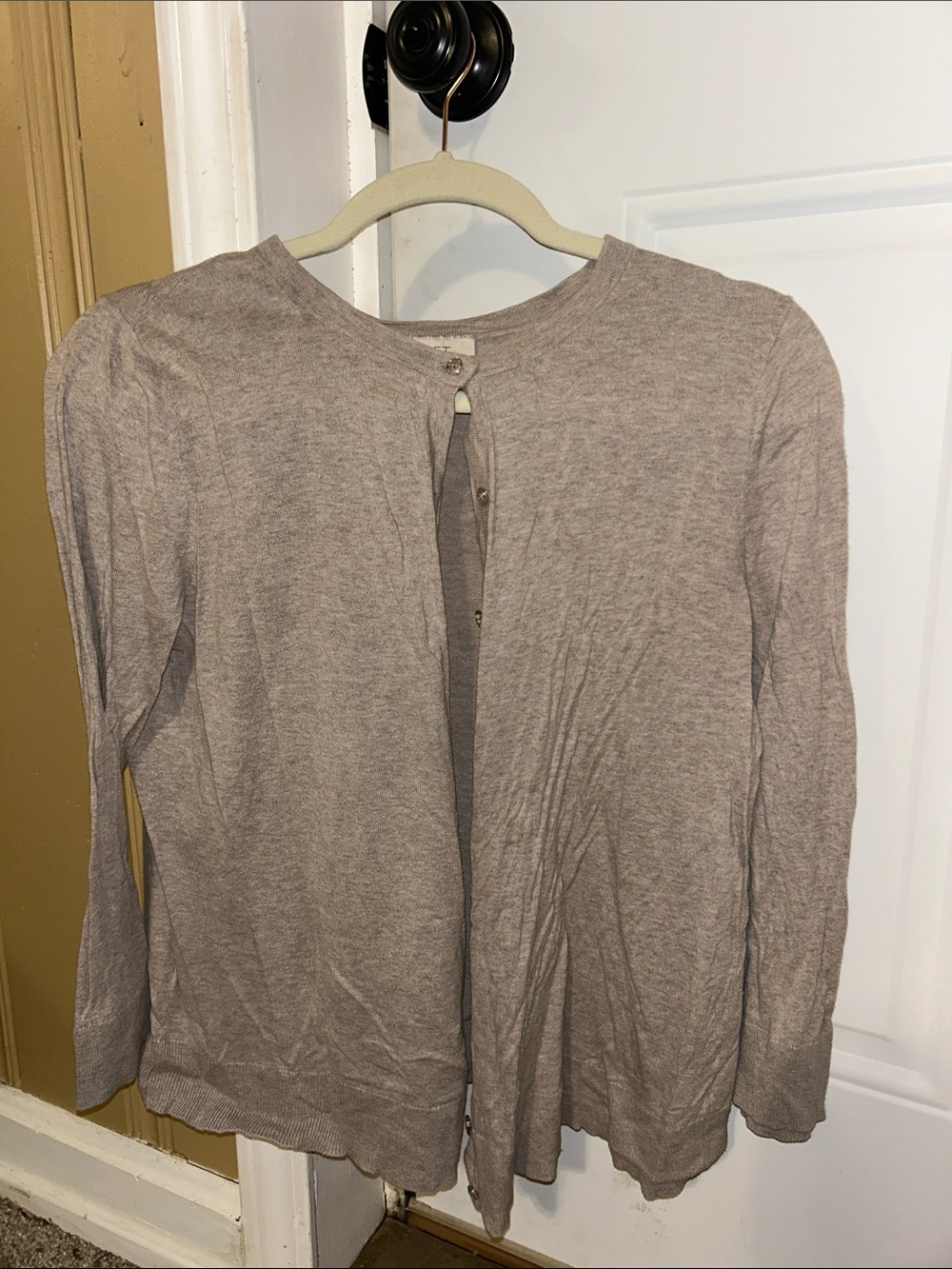 LOFT Neutral Taupe Button-Up Sweater
